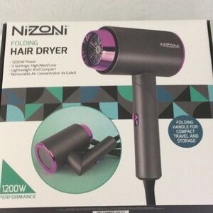 Compact Folding Hair Dryer - Black and Purple
